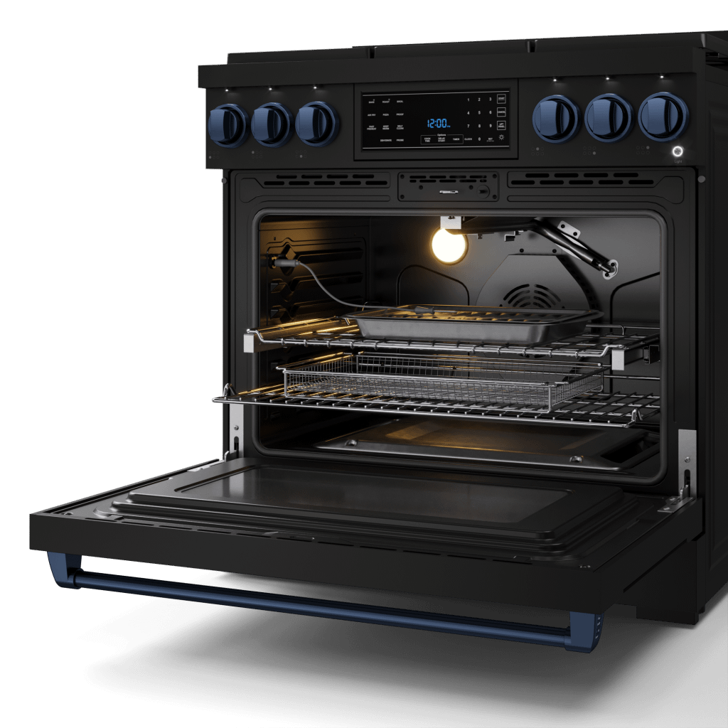 Thor Kitchen RSG36BBLU 36 Inch Professional Gas Range With Tilt Panel Touch Control In Stainless Black/Blue Gordon Ramsay Series - Rsg36B-Blu
