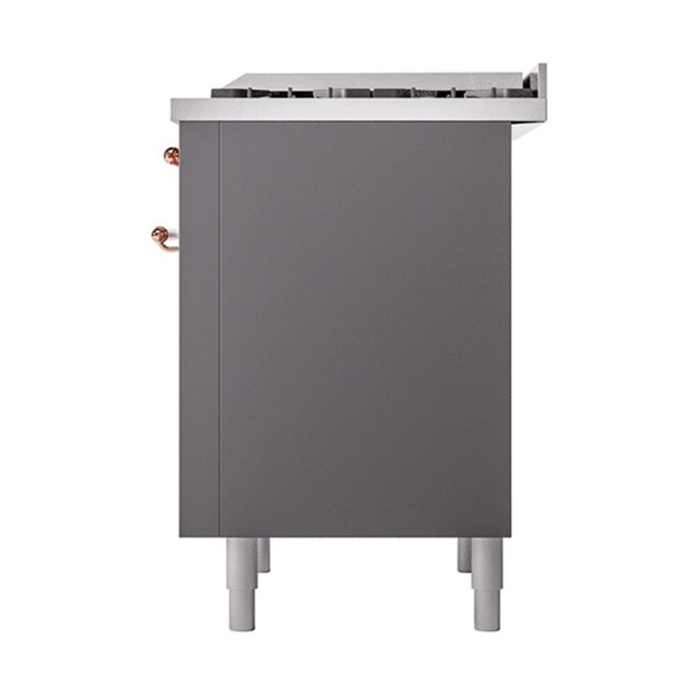 Ilve UN36FQNMPMGP Ilve Un36Fqnmpmgp Nostalgie Ii Noblesse 36" Dual Fuel Range (Natural Gas, Solid Door, Graphite Matte, Copper)