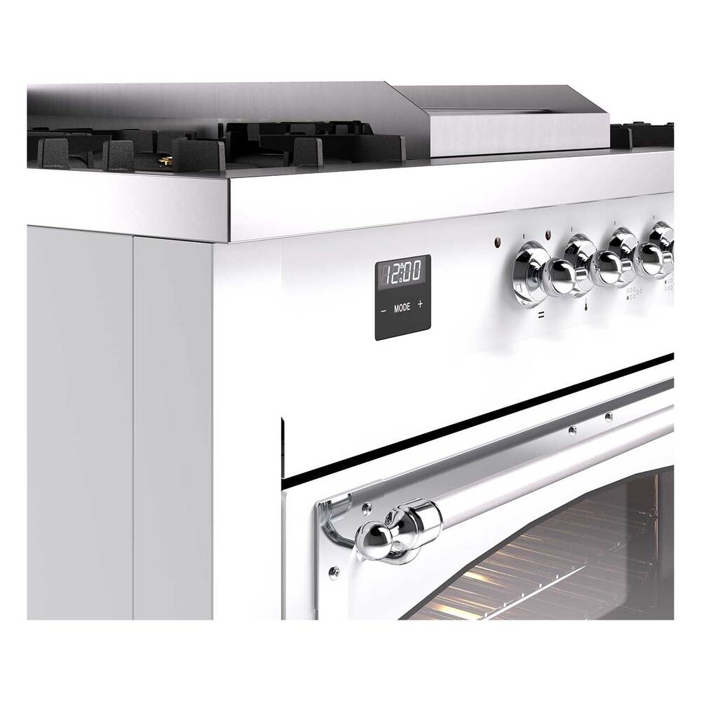 Ilve UN60FSNMPRAC Ilve Un60Fsnmprac Nostalgie Ii Noblesse 60" Dual Fuel Range (7 Sealed Burners + Griddle + French Top, Natural Gas, Triple Glass Door, Ral, Chrome)
