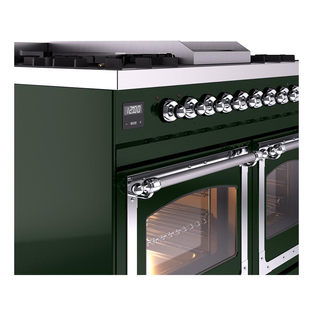 Ilve UND40FNMPEGCLP Ilve Und40Fnmpegclp Nostalgie Ii Noblesse 40" Dual Fuel Range (Liquid Propane, Triple Glass Door, Emerald Green, Chrome)