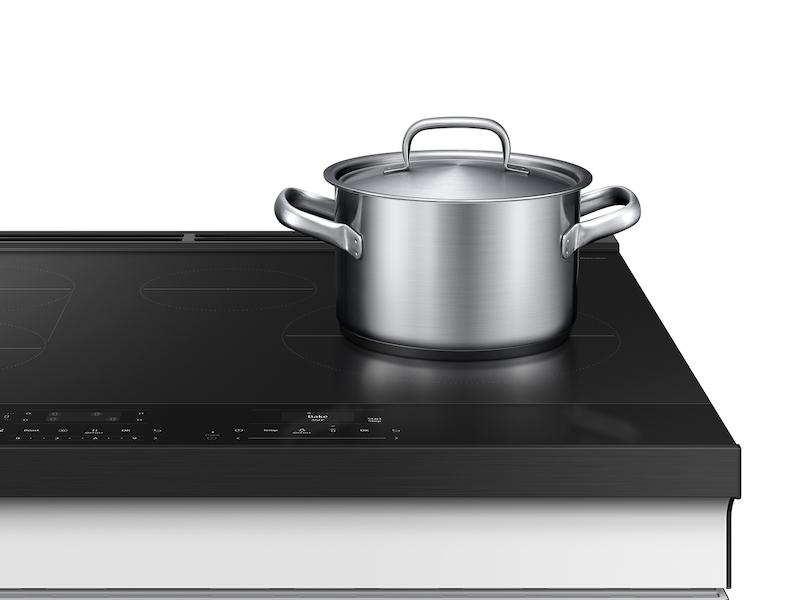Samsung NSI6DB950012 Bespoke 6.3 Cu. Ft. Smart Slide-In Induction Range With Ambient Edge Lighting™ & Air Sous Vide In White Glass