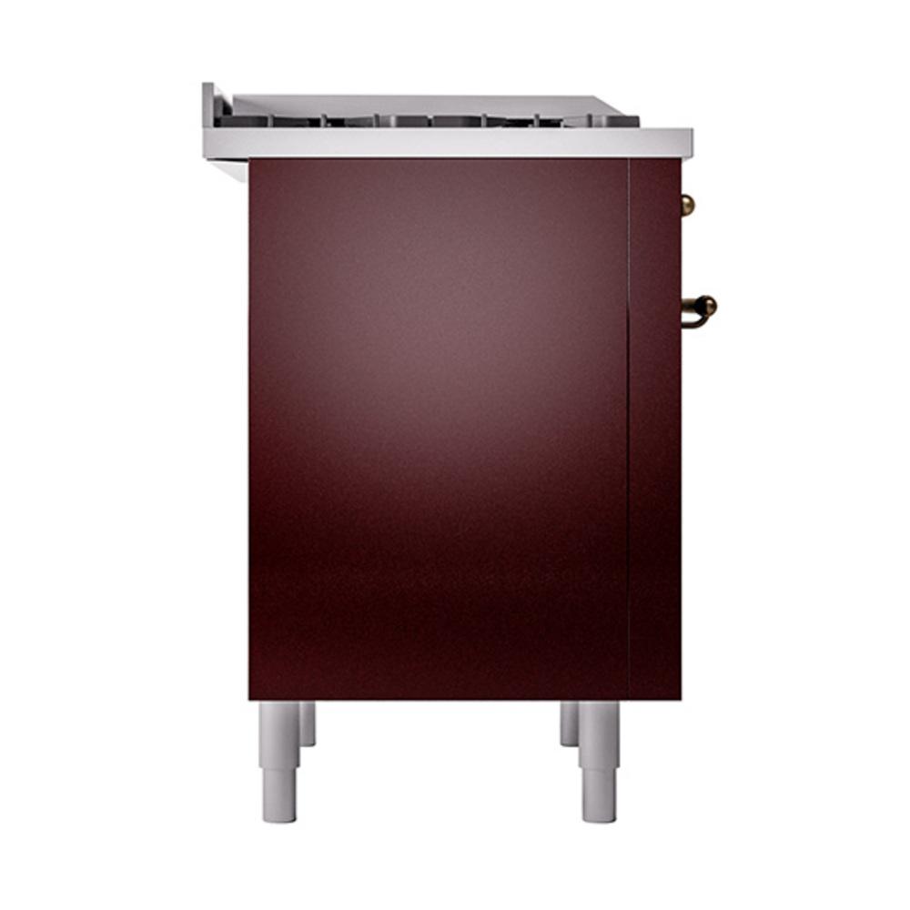 Ilve UN36FQNMPBUB Ilve Un36Fqnmpbub Nostalgie Ii Noblesse 36" Dual Fuel Range (Natural Gas, Solid Door, Burgundy, Burnished)