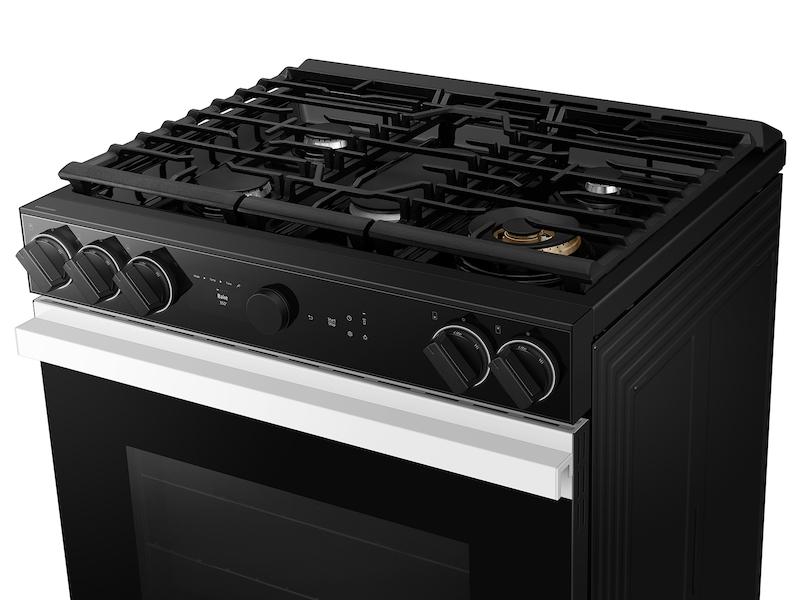 Samsung NSG6DB870012 Bespoke 6.0 Cu. Ft. Smart Slide-In Gas Range With Smart Oven Camera & Illuminated Precision Knobs In White Glass