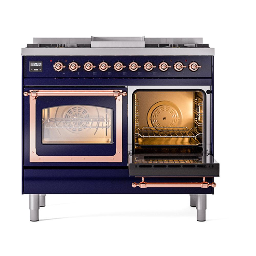 Ilve UND40FNMPMBP Ilve Und40Fnmpmbp Nostalgie Ii Noblesse 40" Dual Fuel Range (Natural Gas, Triple Glass Door, Midnight Blue, Copper)