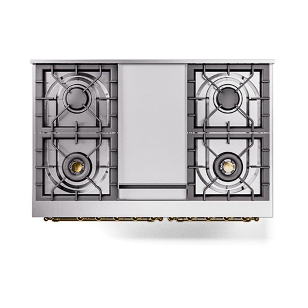 Ilve UND40FQNMPMGGLP Ilve Und40Fqnmpmgglp Nostalgie Ii Noblesse 40" Dual Fuel Range (Liquid Propane, Solid Door, Graphite Matte, Brass)