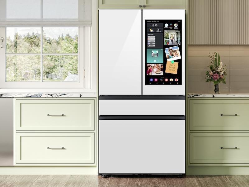 Samsung RF90F29AEW Bespoke 29 Cu. Ft. 4-Door French Door Refrigerator With Ai Family Hub™+ & Ai Vision Inside™ In White Glass
