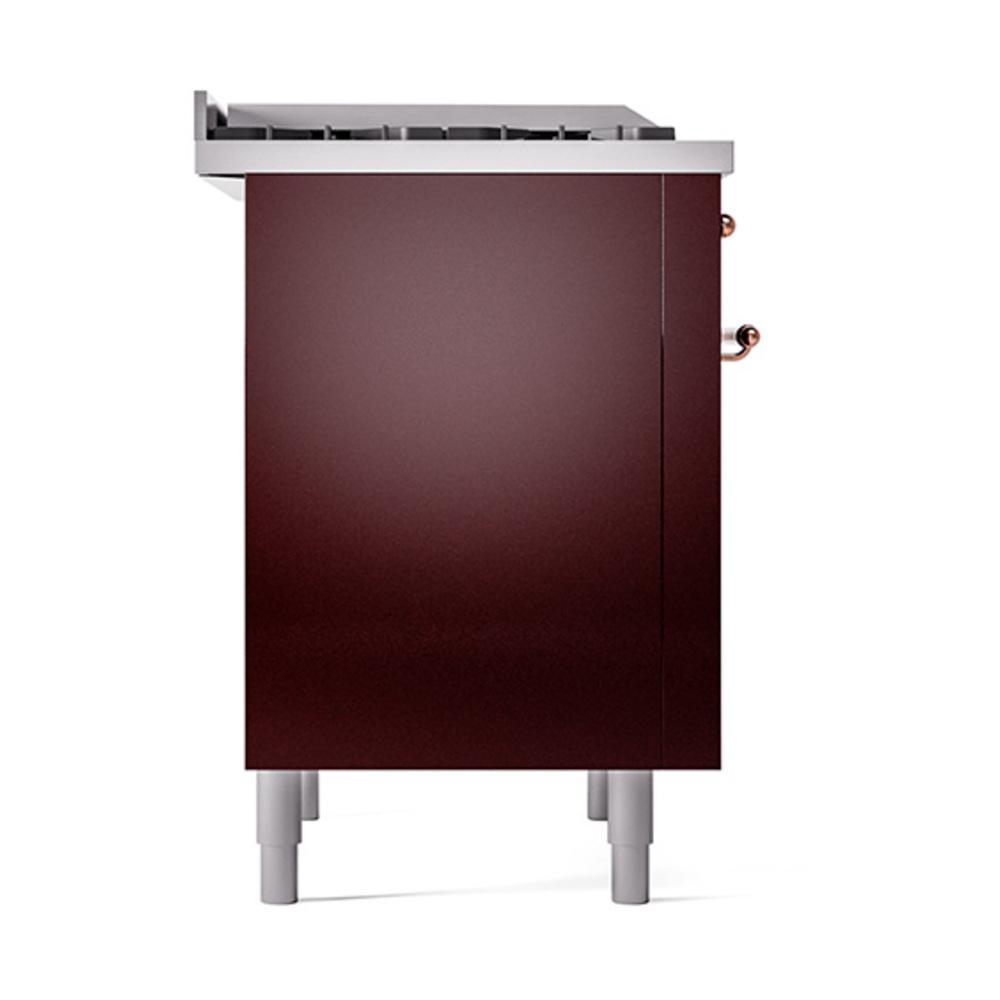 Ilve UN36FQNMPBUPLP Ilve Un36Fqnmpbuplp Nostalgie Ii Noblesse 36" Dual Fuel Range (Liquid Propane, Solid Door, Burgundy, Copper)