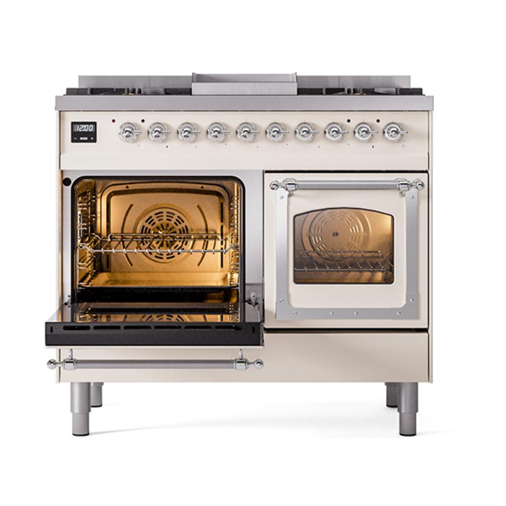 Ilve UND40FNMPAWCLP Ilve Und40Fnmpawclp Nostalgie Ii Noblesse 40" Dual Fuel Range (Liquid Propane, Triple Glass Door, Antique White, Chrome)