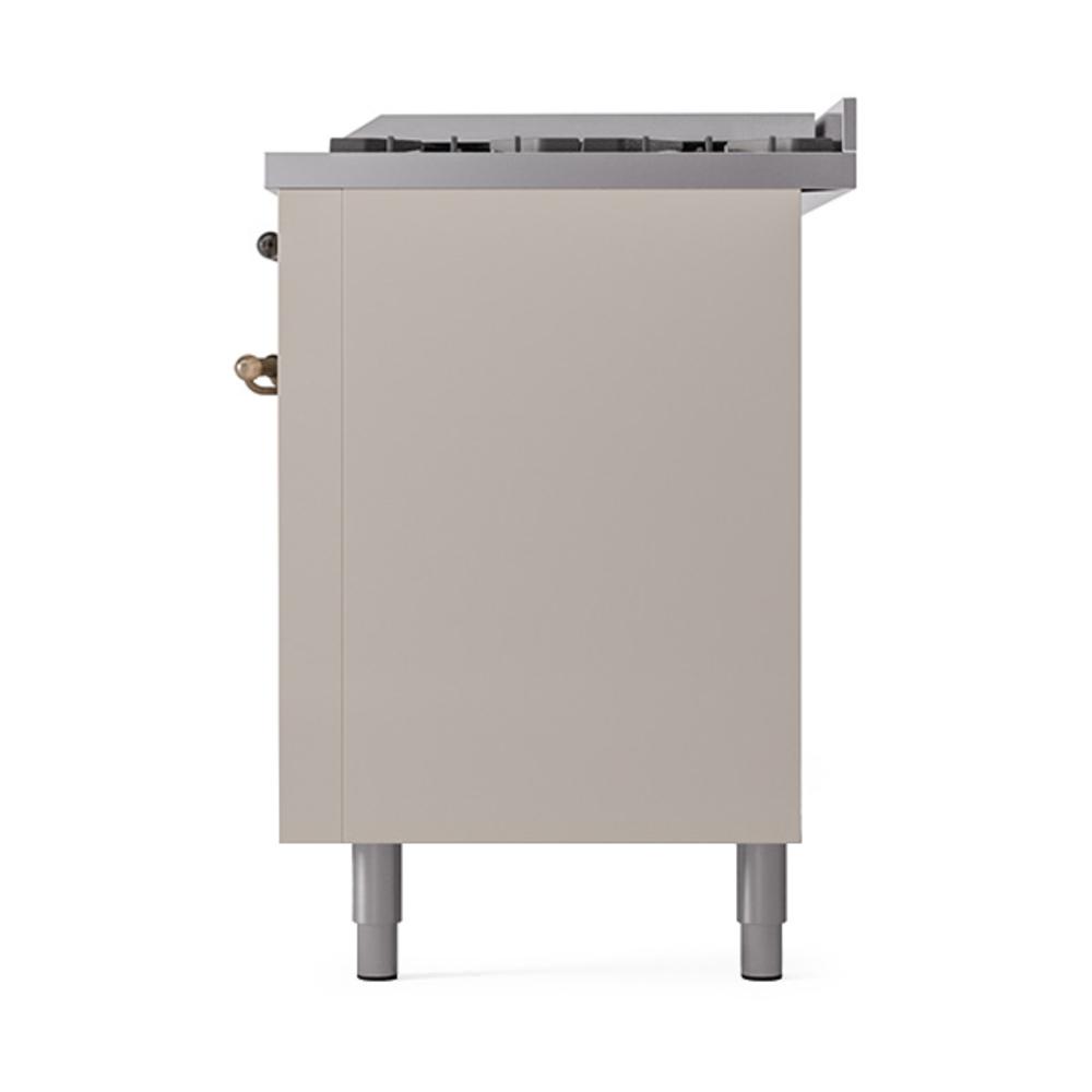 Ilve UN60FQNMPAWBLP Ilve Un60Fqnmpawblp Nostalgie Ii Noblesse 60" Dual Fuel Range (9 Sealed Burners + Griddle, Liquid Propane, Solid Door, Antique White, Burnished)
