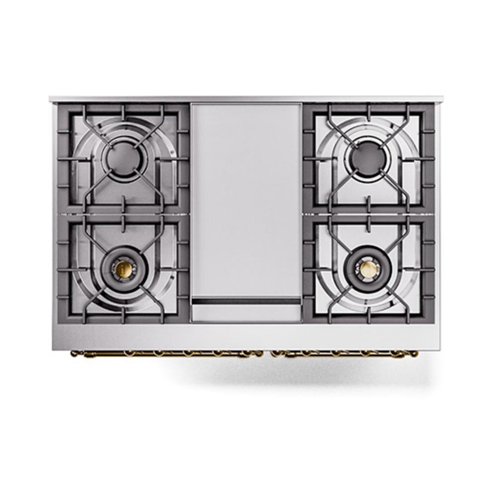 Ilve UND40FNMPBGG Ilve Und40Fnmpbgg Nostalgie Ii Noblesse 40" Dual Fuel Range (Natural Gas, Triple Glass Door, Blue Grey, Brass)