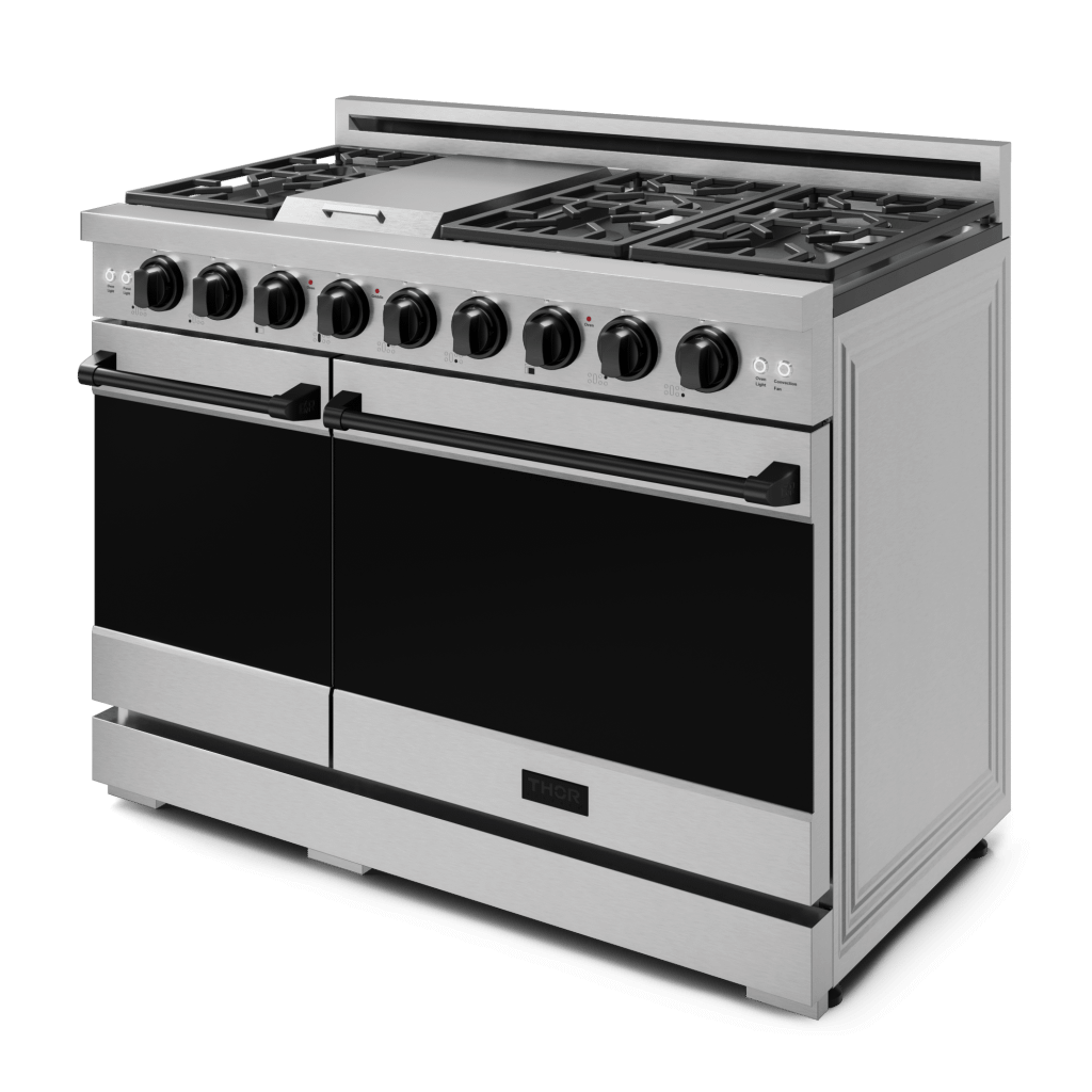 Thor Kitchen RSG48ELPBLK 48 Inch Professional Lp Range With Pro-Style Knobs In Stainless Steel/Black Gordon Ramsay Series - Rsg48Elp-Blk