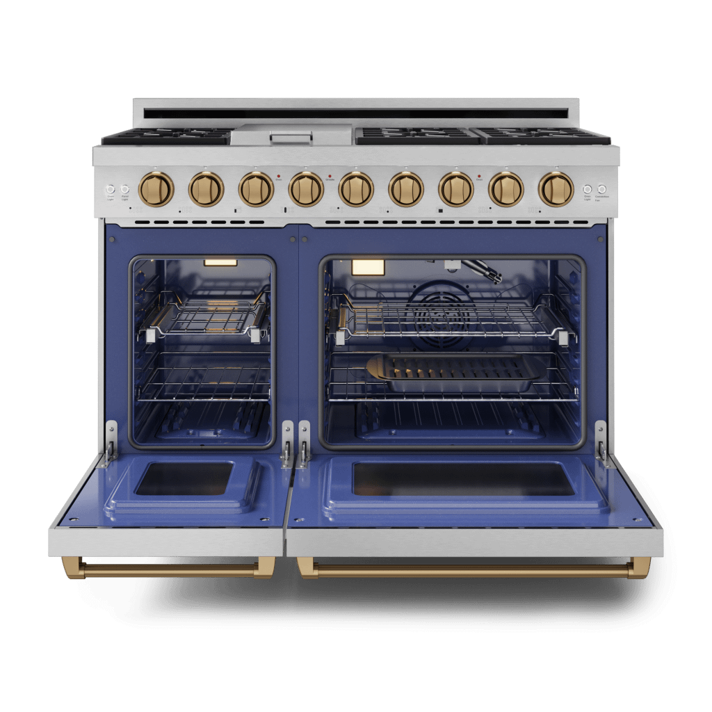 Thor Kitchen RSG48EBRZ 48 Inch Professional Gas Range With Pro-Style Knobs In Stainless Steel/Bronze Gordon Ramsay Series - Rsg48E-Brz