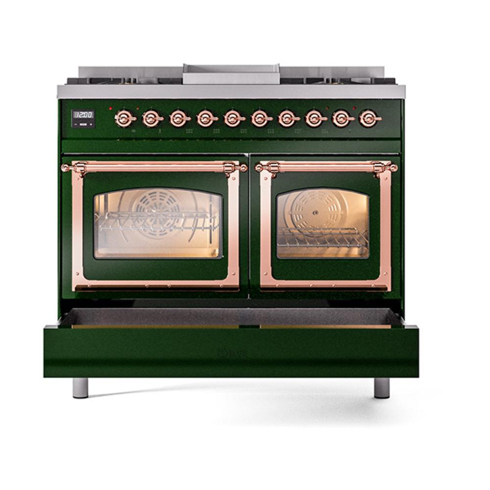 Ilve UND40FNMPEGPLP Ilve Und40Fnmpegplp Nostalgie Ii Noblesse 40" Dual Fuel Range (Liquid Propane, Triple Glass Door, Emerald Green, Copper)