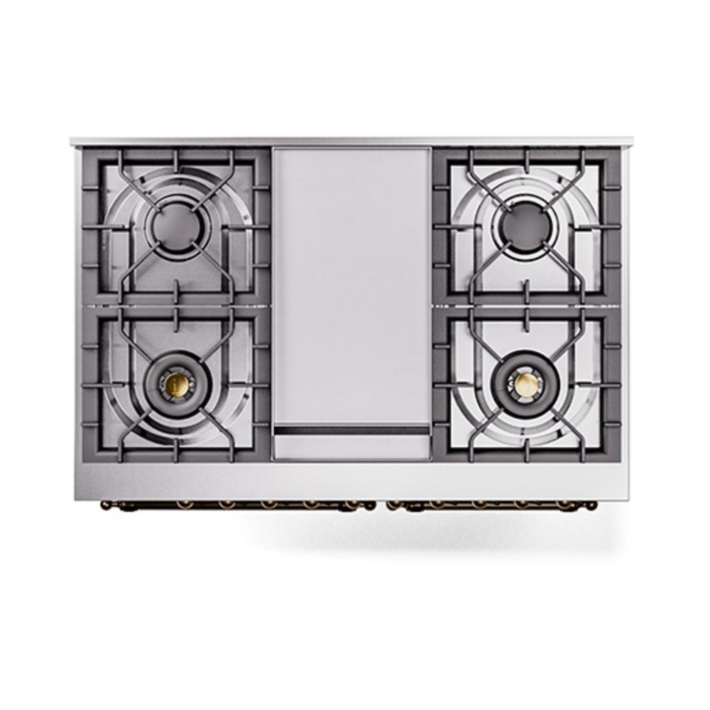 Ilve UND40FQNMPWHBLP Ilve Und40Fqnmpwhblp Nostalgie Ii Noblesse 40" Dual Fuel Range (Liquid Propane, Solid Door, White, Burnished)