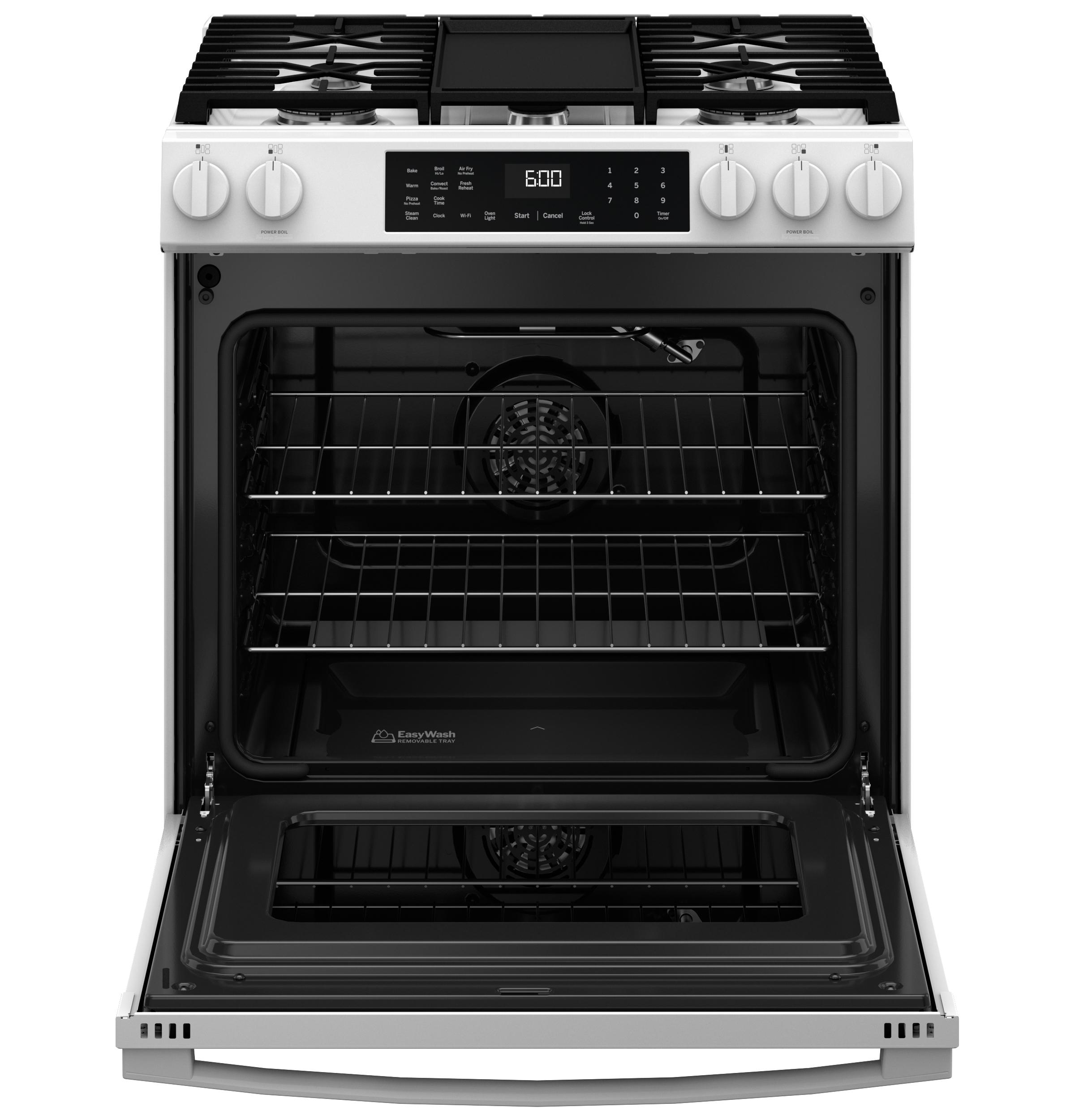 Ge Appliances GGS600AVWW Ge® 30" Slide-In Front-Control Convection Gas Range With No Preheat Air Fry And Easywash™ Oven Tray