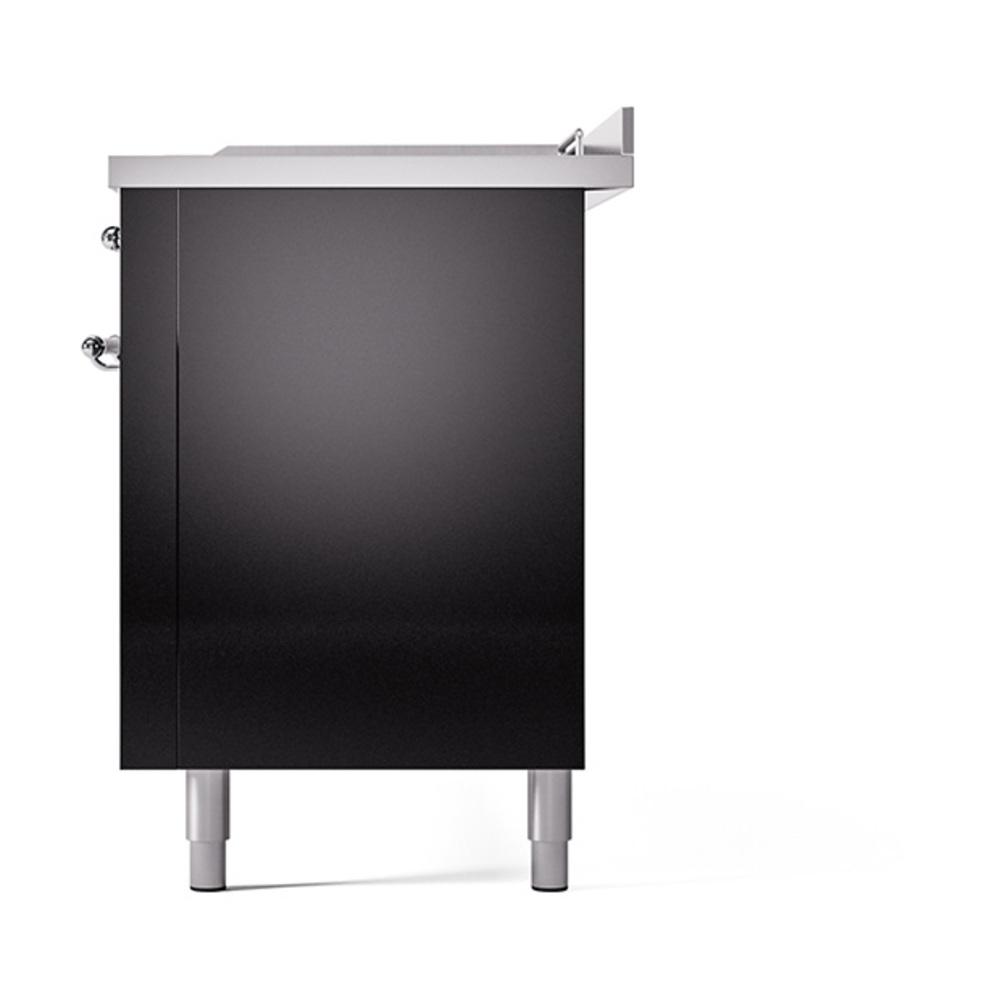 Ilve UN60FSQNMPBKCLP Ilve Un60Fsqnmpbkclp Nostalgie Ii Noblesse 60" Dual Fuel Range (7 Sealed Burners + Griddle + French Top, Liquid Propane, Solid Door, Glossy Black, Chrome)