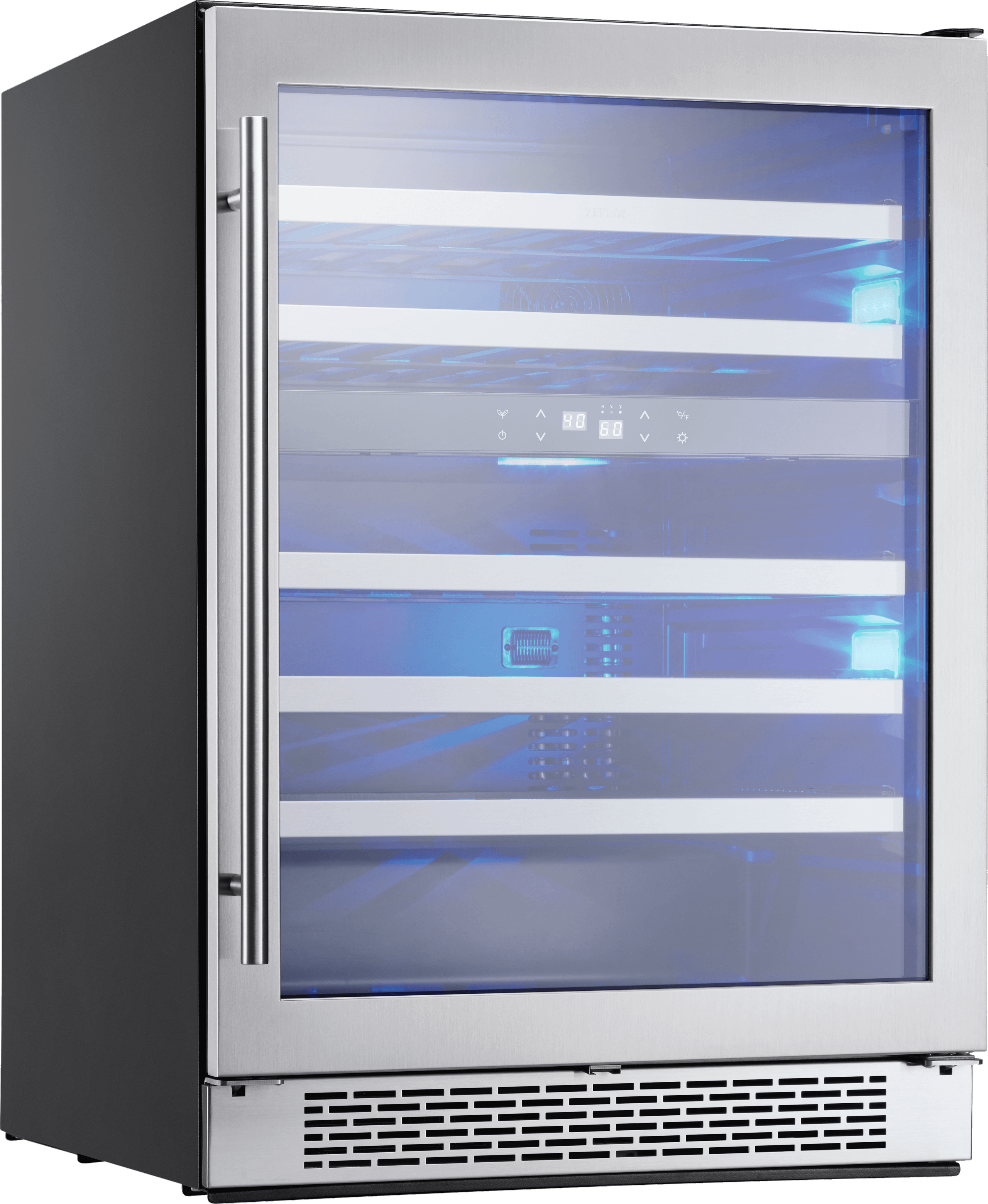 Zephyr PRW24C02AG Presrv Wine Cooler, 24In Under Cabinet, Ss+Glass, Reverse Door, 2 Zone