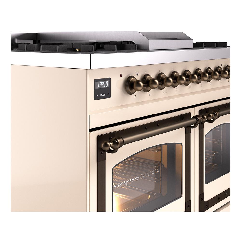 Ilve UND40FNMPAWBLP Ilve Und40Fnmpawblp Nostalgie Ii Noblesse 40" Dual Fuel Range (Liquid Propane, Triple Glass Door, Antique White, Burnished)