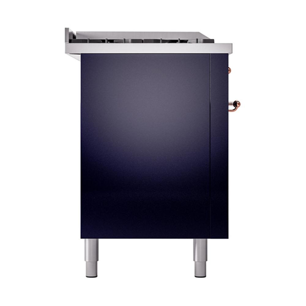Ilve UN60FSQNMPMBPLP Ilve Un60Fsqnmpmbplp Nostalgie Ii Noblesse 60" Dual Fuel Range (7 Sealed Burners + Griddle + French Top, Liquid Propane, Solid Door, Midnight Blue, Copper)