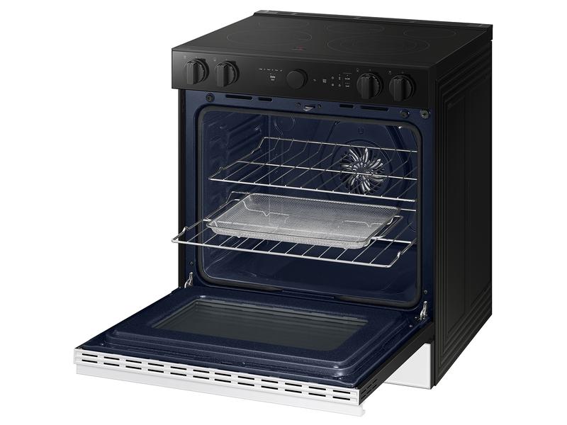 Samsung NSE6DB870012 Bespoke 6.3 Cu. Ft. Smart Slide-In Electric Range With Smart Oven Camera & Illuminated Precision Knobs In White Glass