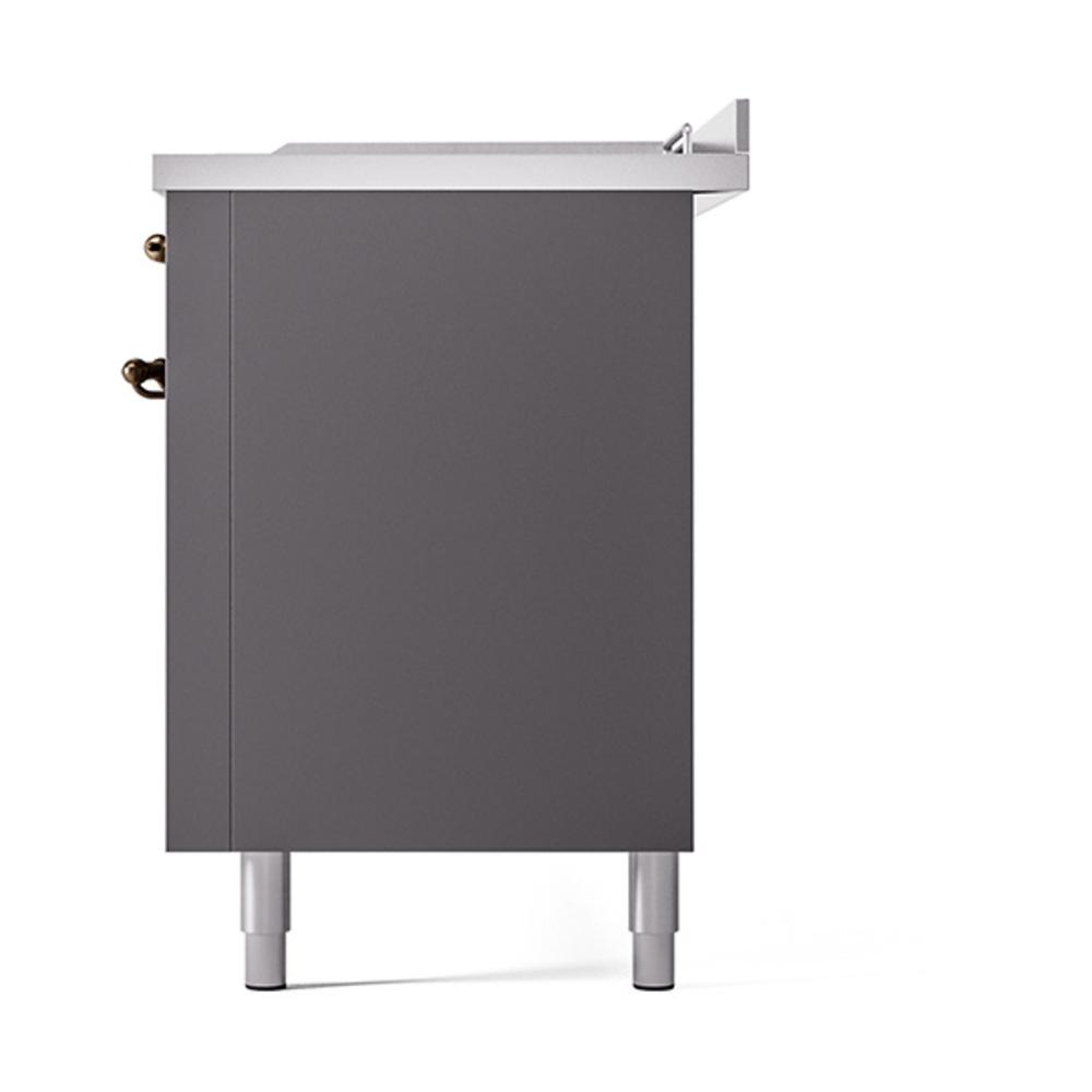 Ilve UN60FSQNMPMGBLP Ilve Un60Fsqnmpmgblp Nostalgie Ii Noblesse 60" Dual Fuel Range (7 Sealed Burners + Griddle + French Top, Liquid Propane, Solid Door, Graphite Matte, Burnished)
