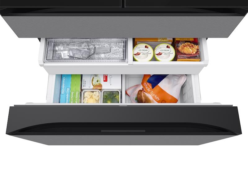 Samsung RF90F23BECR Bespoke 23 Cu. Ft. Counter Depth 4-Door French Door Refrigerator With Ai Home & Ai Vision Inside™ In Charcoal Glass And Stainless Steel