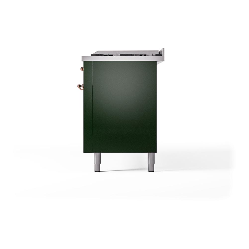 Ilve UN60FQNMPEGPLP Ilve Un60Fqnmpegplp Nostalgie Ii Noblesse 60" Dual Fuel Range (9 Sealed Burners + Griddle, Liquid Propane, Solid Door, Emerald Green, Copper)