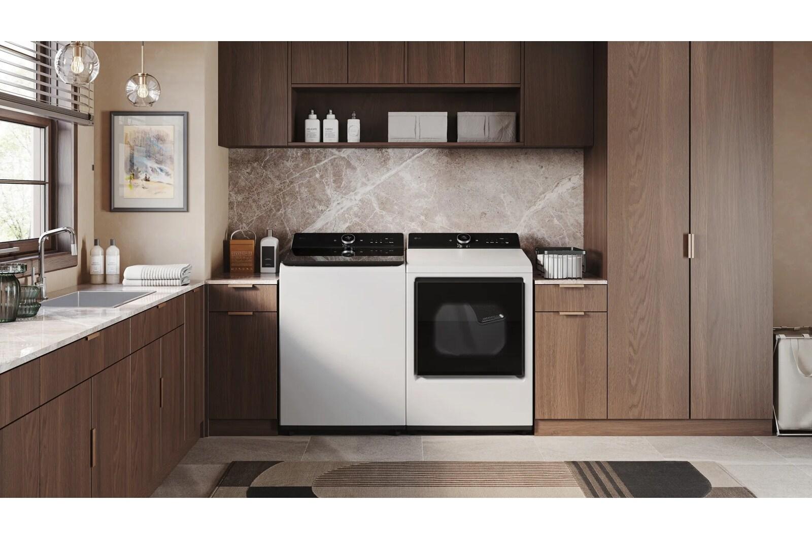 Lg DLGX8601WE 7.3 Cu.Ft. Ultra Large High Efficiency Gas Turbosteam™ Lg Easyload™ Door, Wi-Fi Connectivity, White