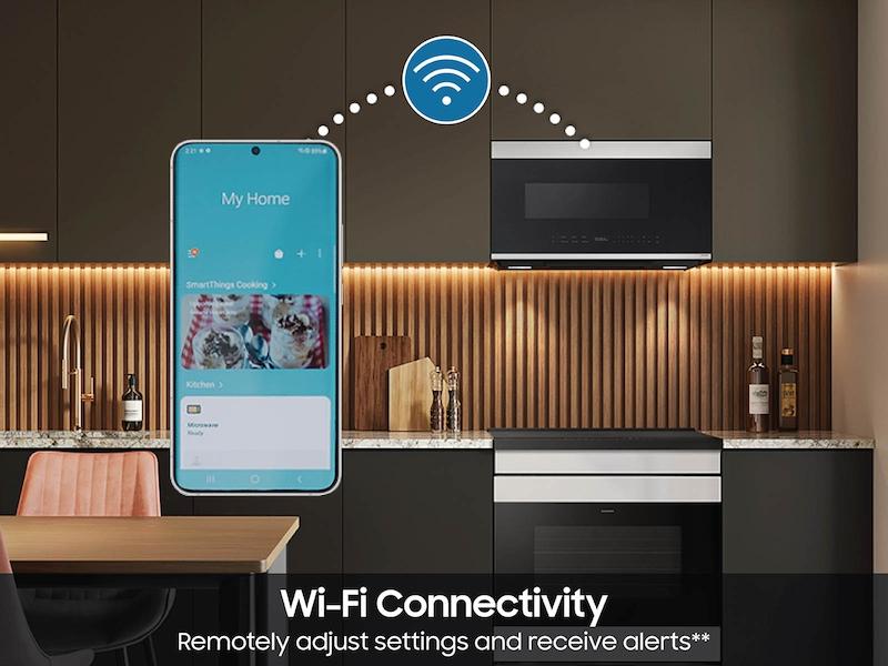 Samsung ME21DB670012 Bespoke 2.1 Cu. Ft. Over-The-Range Microwave With Auto Dimming Glass Touch Controls In White Glass