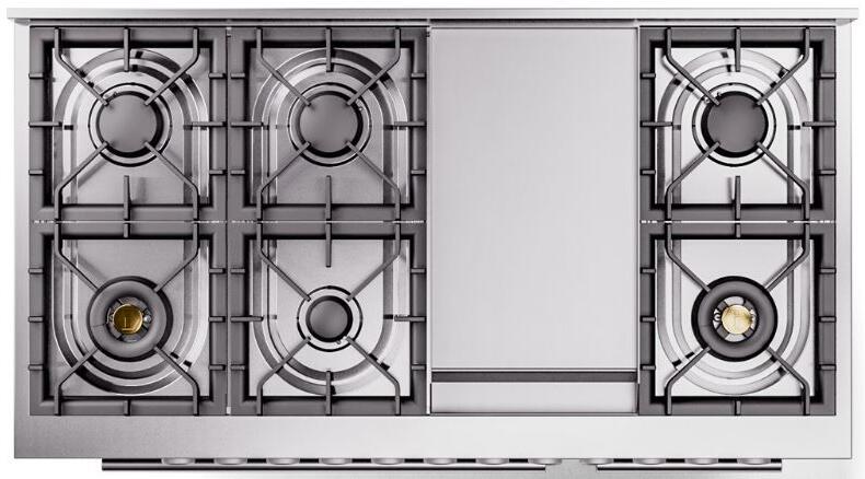 Ilve UP48FQMPSS Professional Plus Ii 48 Inch Dual Fuel Natural Gas Freestanding Range In Stainless Steel With Trim