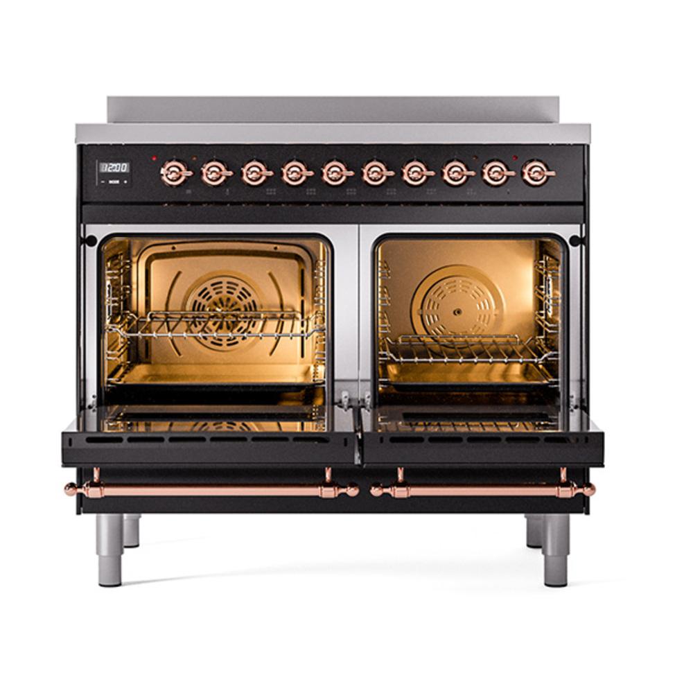 Ilve UNDI406NMPBKP Ilve Undi406Nmpbkp Nostalgie Ii Noblesse 40" Induction Range (Triple Glass Door, Glossy Black, Copper)