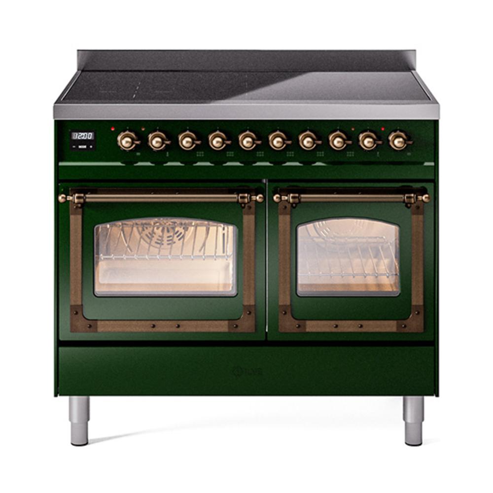 Ilve UNDI406NMPEGB Ilve Undi406Nmpegb Nostalgie Ii Noblesse 40" Induction Range (Triple Glass Door, Emerald Green, Burnished)