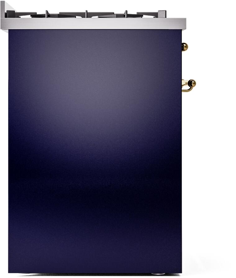 Ilve UP30NMPMBG Nostalgie Ii 30 Inch Dual Fuel Natural Gas Freestanding Range In Blue With Brass Trim