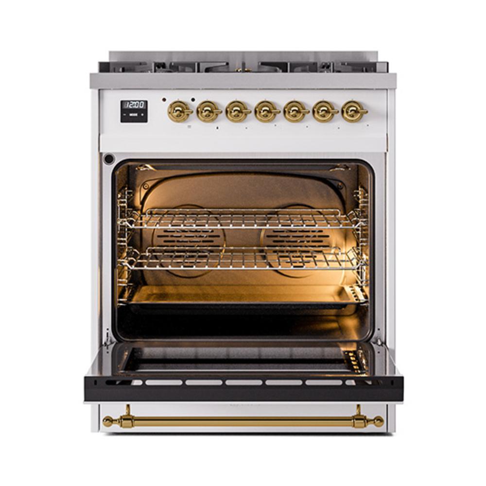 Ilve UN30NMPRAGLP Ilve Un30Nmpraglp Nostalgie Ii Noblesse 30" Dual Fuel Range (Liquid Propane, Triple Glass Door, Ral, Brass)