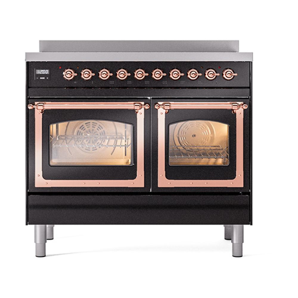 Ilve UNDI406NMPBKP Ilve Undi406Nmpbkp Nostalgie Ii Noblesse 40" Induction Range (Triple Glass Door, Glossy Black, Copper)