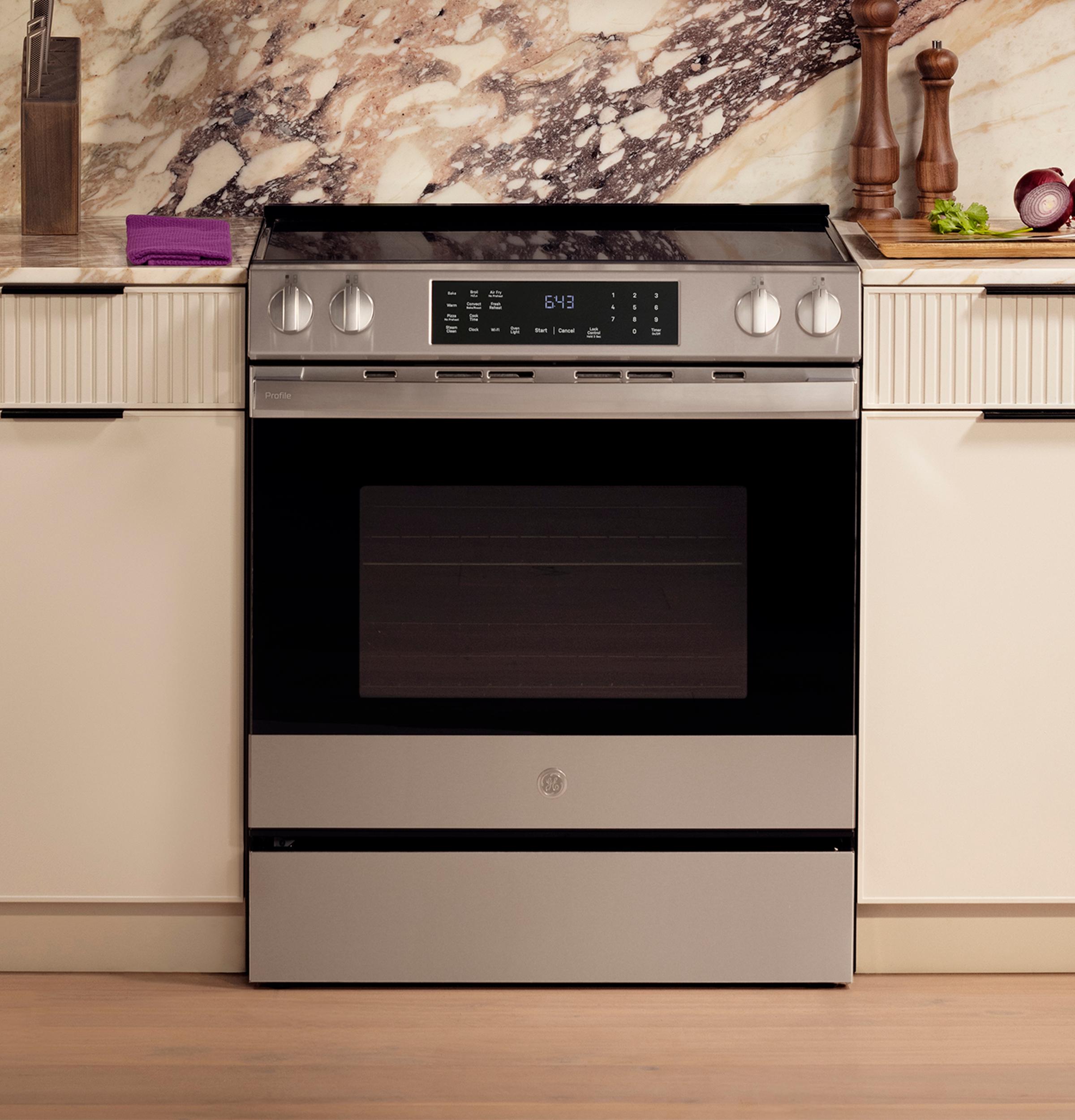 Ge Appliances PHS700AYFS Ge Profile™ Energy Star® 30" Smart Slide-In Induction And Convection Range With No Preheat Air Fry And Easywash™ Oven Tray
