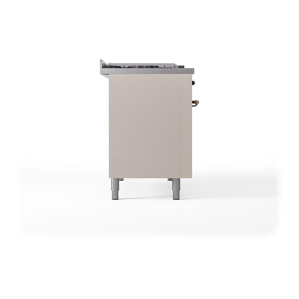 Ilve UN48FQNMPAWCLP Ilve Un48Fqnmpawclp Nostalgie Ii Noblesse 48" Dual Fuel Range (8 Sealed Burners + Griddle, Liquid Propane, Solid Door, Antique White, Chrome)
