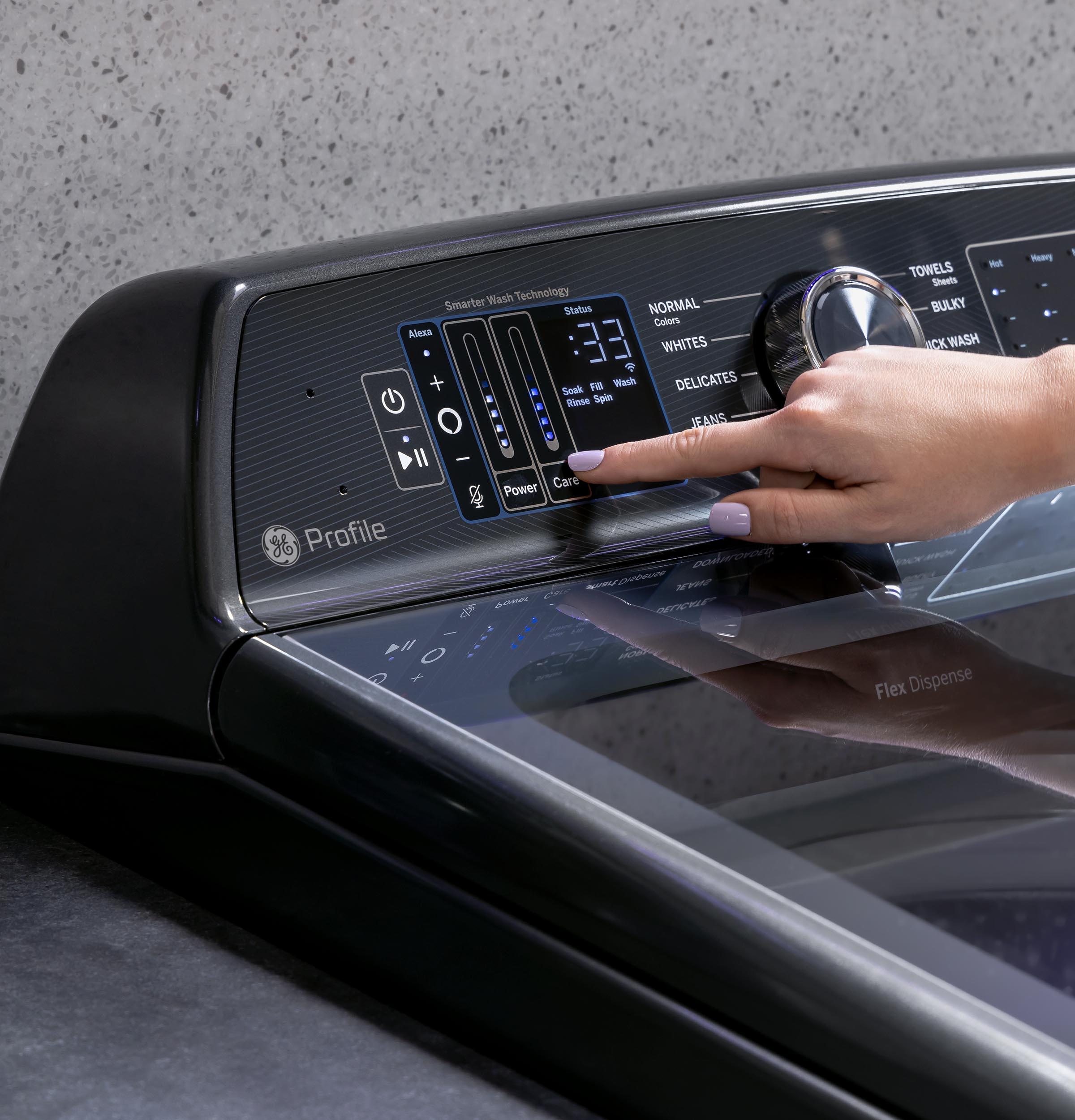 Ge Appliances PTW805BPWRS Ge Profile™ Energy Star® 5.3 Cu. Ft. Capacity Washer With Smarter Wash Technology And Adaptive Smartdispense