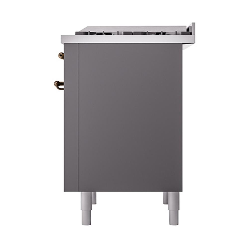 Ilve UN36FQNMPMGB Ilve Un36Fqnmpmgb Nostalgie Ii Noblesse 36" Dual Fuel Range (Natural Gas, Solid Door, Graphite Matte, Burnished)