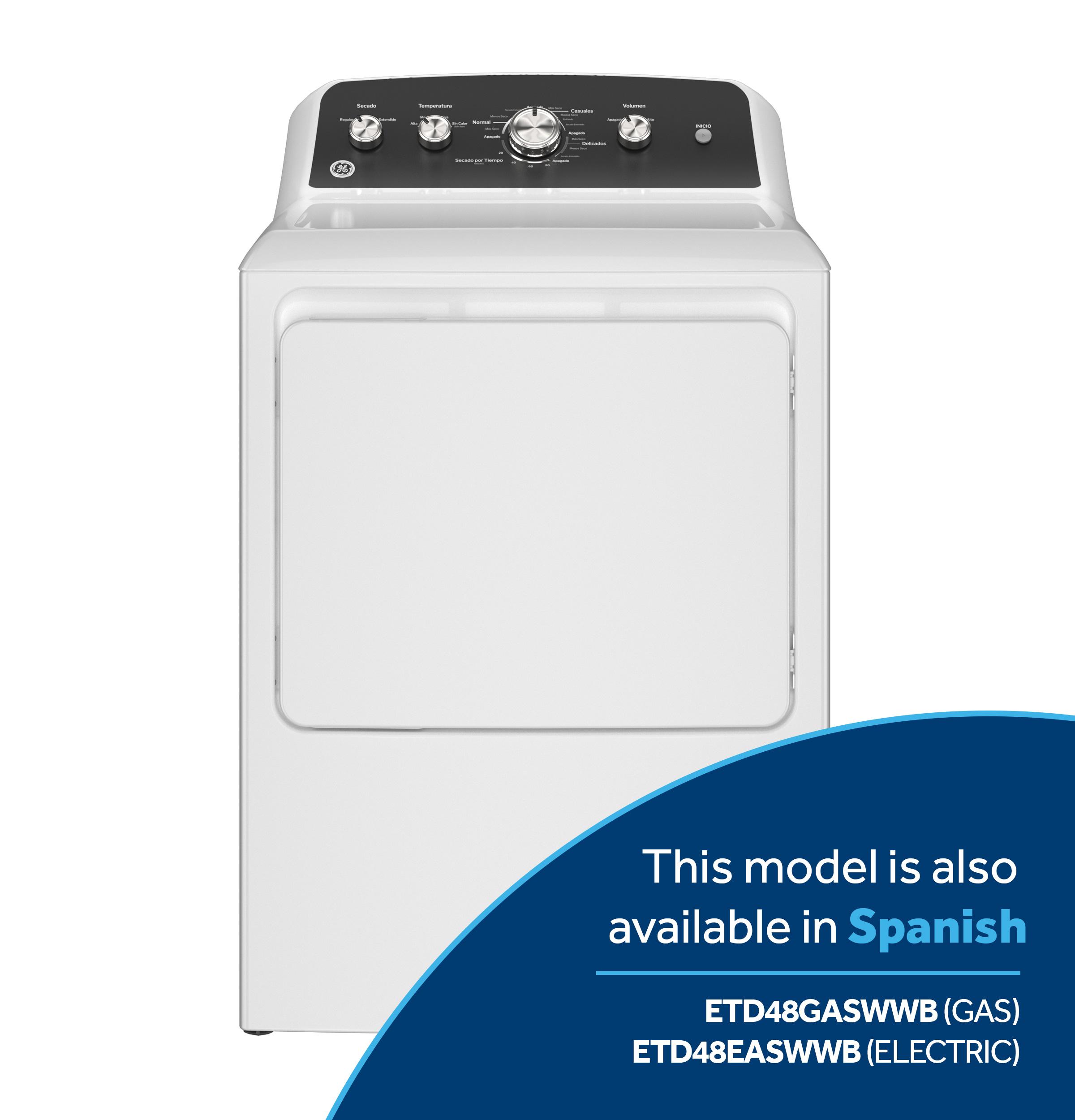 Ge Appliances GTD48GASWWB Ge® 7.2 Cu. Ft. Capacity Gas Dryer With Up To 120 Ft. Venting And Extended Tumble