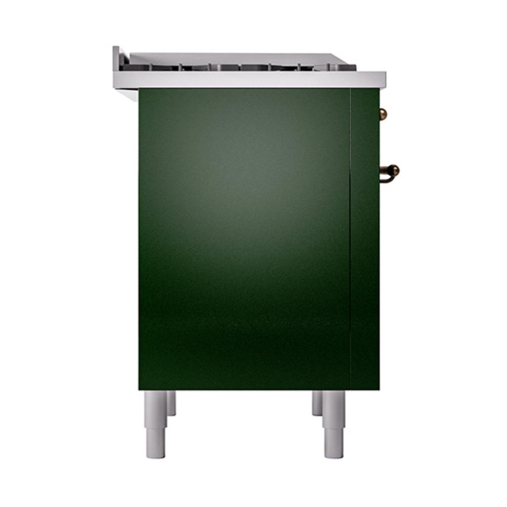 Ilve UN36FQNMPEGBLP Ilve Un36Fqnmpegblp Nostalgie Ii Noblesse 36" Dual Fuel Range (Liquid Propane, Solid Door, Emerald Green, Burnished)