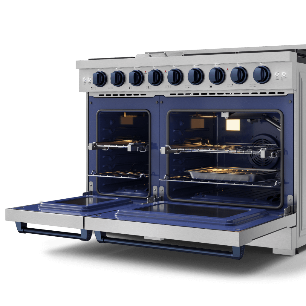 Thor Kitchen RSG48EBLU 48 Inch Professional Gas Range With Pro-Style Knobs In Stainless Steel/Blue Gordon Ramsay Series - Rsg48E-Blu