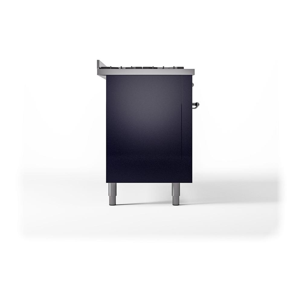 Ilve UN60FQNMPMBCLP Ilve Un60Fqnmpmbclp Nostalgie Ii Noblesse 60" Dual Fuel Range (9 Sealed Burners + Griddle, Liquid Propane, Solid Door, Midnight Blue, Chrome)