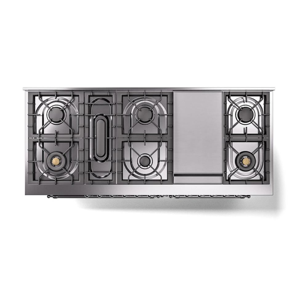Ilve UN60FQNMPBUC Ilve Un60Fqnmpbuc Nostalgie Ii Noblesse 60" Dual Fuel Range (9 Sealed Burners + Griddle, Natural Gas, Solid Door, Burgundy, Chrome)