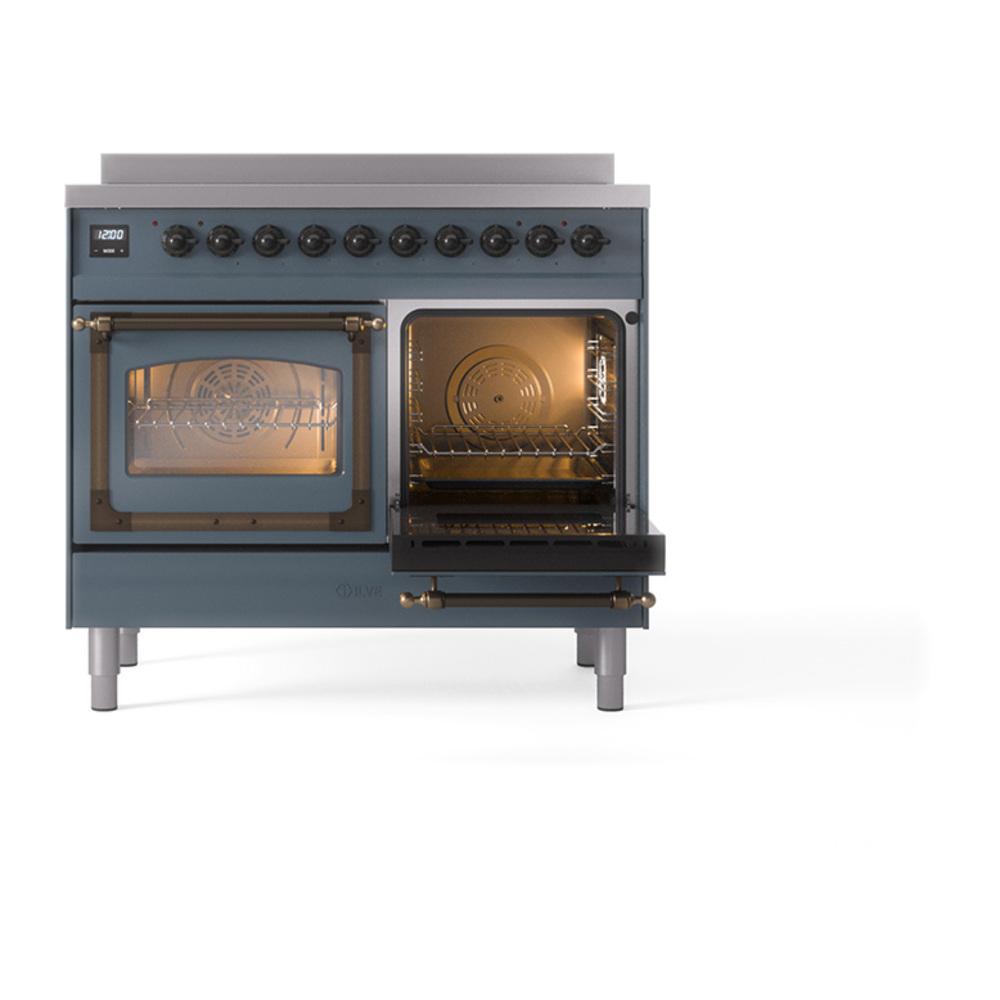 Ilve UNDI406NMPBGB Ilve Undi406Nmpbgb Nostalgie Ii Noblesse 40" Induction Range (Triple Glass Door, Blue Grey, Burnished)