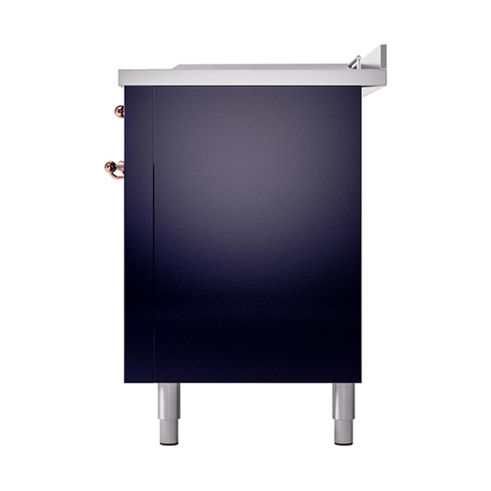 Ilve UN60FSQNMPMBP Ilve Un60Fsqnmpmbp Nostalgie Ii Noblesse 60" Dual Fuel Range (7 Sealed Burners + Griddle + French Top, Natural Gas, Solid Door, Midnight Blue, Copper)