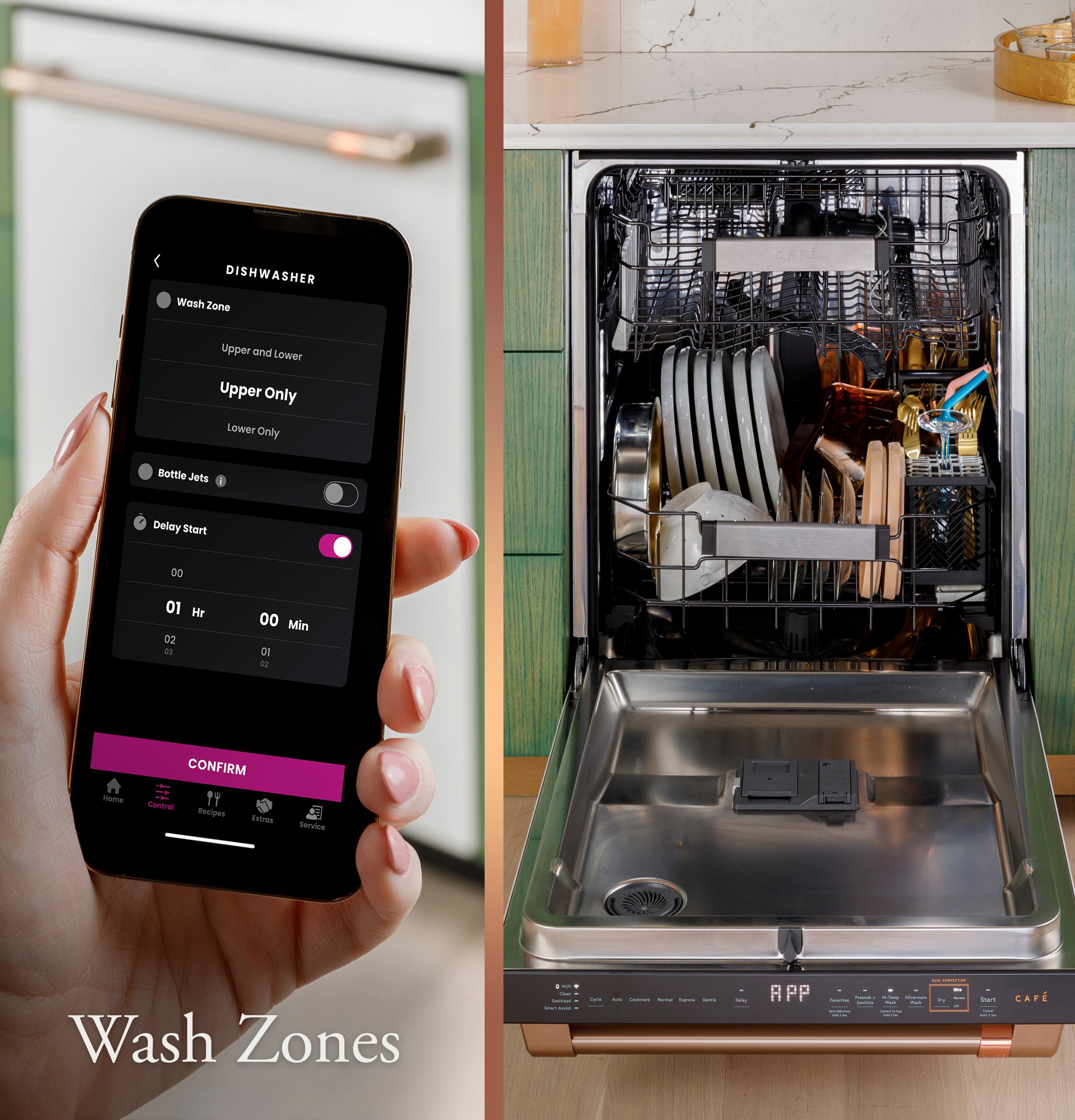 Cafe CDT858P4VW2 Café™ Customfit Energy Star Stainless Interior Smart Dishwasher With Ultra Wash Top Rack And Dual Convection Ultra Dry, 44 Dba