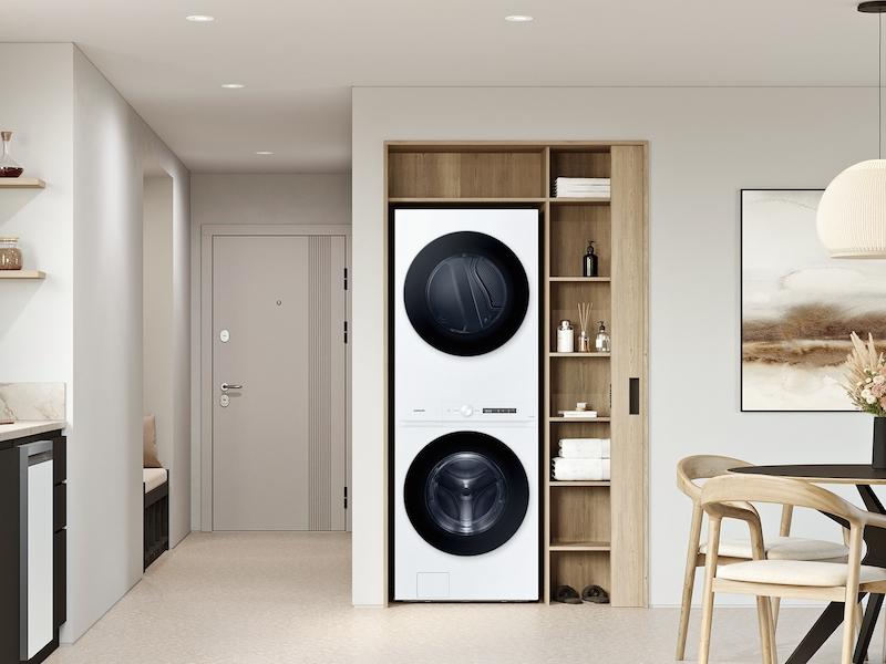Samsung WH46DBH100GW Bespoke 4.6 Cu. Ft. Ai Laundry Hub™ Large Capacity Single Unit Washer With Steam Wash And 7.6 Cu. Ft. Gas Dryer In White