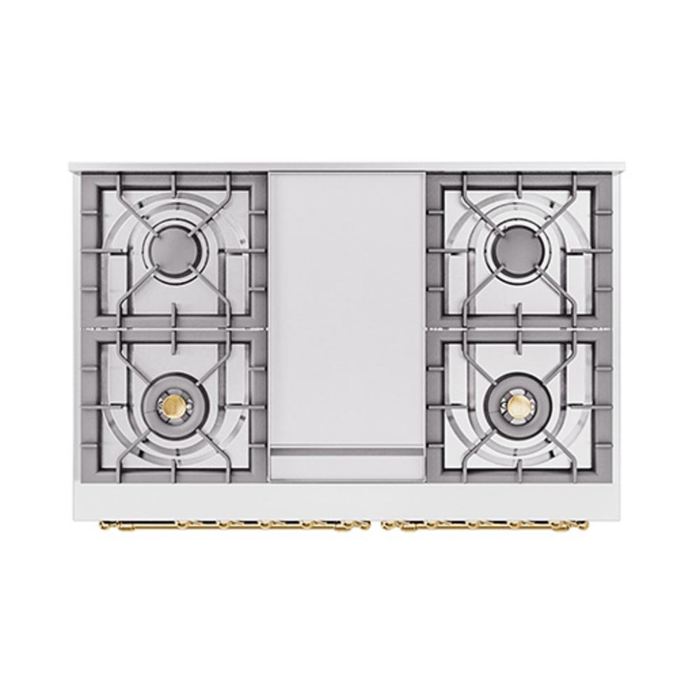Ilve UND40FQNMPMBG Ilve Und40Fqnmpmbg Nostalgie Ii Noblesse 40" Dual Fuel Range (Natural Gas, Solid Door, Midnight Blue, Brass)