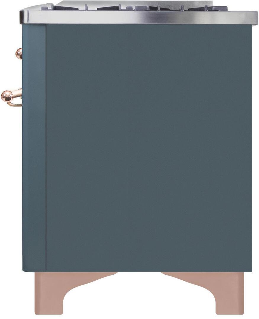 Ilve UM09FDNS3BGP Majestic Ii 36 Inch Dual Fuel Natural Gas Freestanding Range In Blue Grey With Copper Trim
